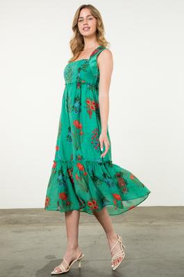 Tiered Flower Print Dress