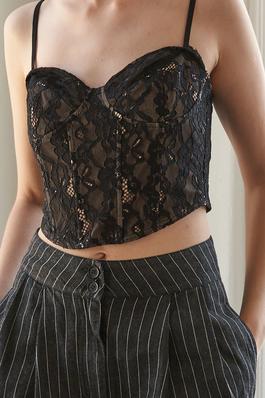 Sweetheart Neck Lace Corset Tank Top 