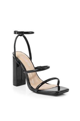 Square Toes Triple Strap with Chunky Heel