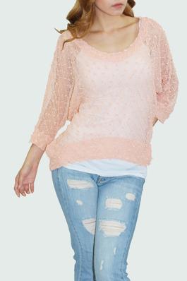 , ROUND NECK CUTE TOP FITS FOR ANY OCCASION.