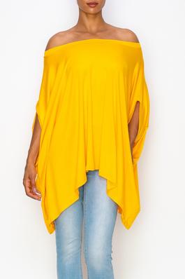 OFF SHOULDER PONCHO STYLE SOLID TOP