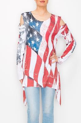  TUNIC TOP AMERICAN FLAG SUBLIMATION PRINT