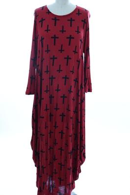 SIDE POUCH BOXY PRINTED LONG DRESS LOOSE FIT