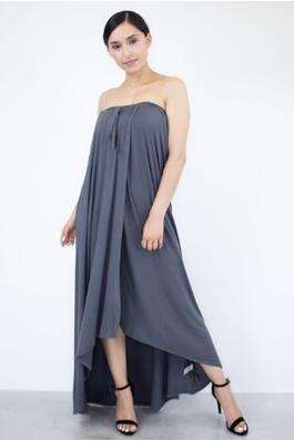 STRAPLESS HIGH AND LOW WRAP DRESS