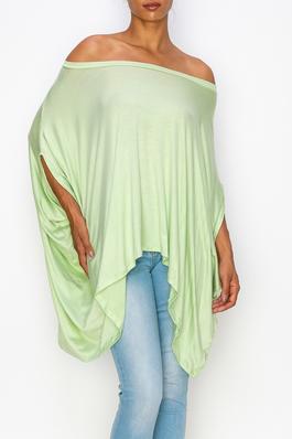 OFF SHOULDER PONCHO STYLE SOLID TOP