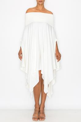 PONCHO STYLE OFF SHOULDER DRESS ONE SIZE 