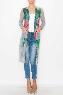 LONG SLEEVE HOODED WITH SIDE POCKETS CARDIGAN