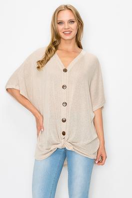 SHORT SLEEVE BUTTON FRONT TOP