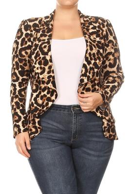 Plus size Animal print waist length jacket