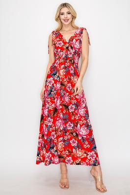 Flower printing maxi summer dress 