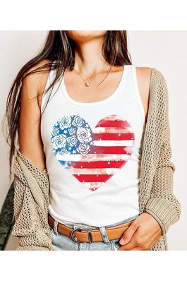 4th of July USA flag Graphic Racerback Tank Top