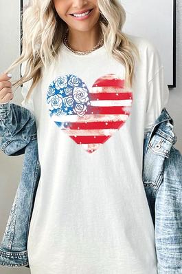 4th of July USA flag Graphic Heavyweight T Shirts