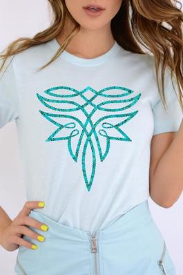 Wild Western Turquoise Boot Stitch Graphic T Shirt