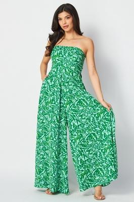 Women Woven Printed Tube Jump-Suit
