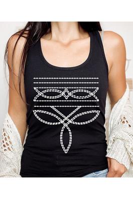 Western Boot Stitch Graphic Racerback Tank Top
