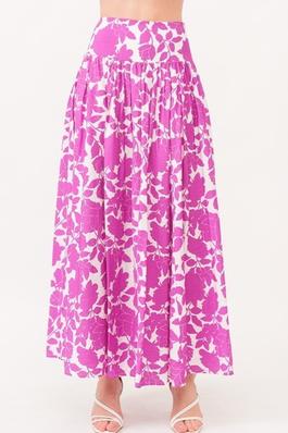Smocked Back Floral print Full Skirt