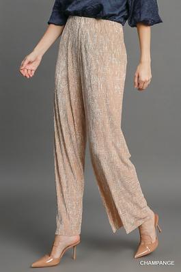 Textured Velvet Wide Leg Pants