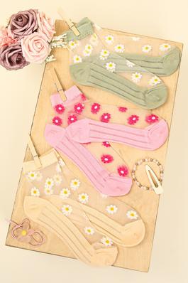 Floral Embroidered Mesh Ankle Socks