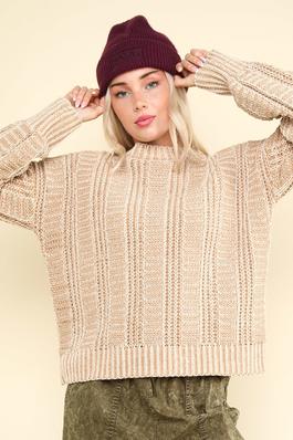 Two Tone Cozy Sweater Knit Top