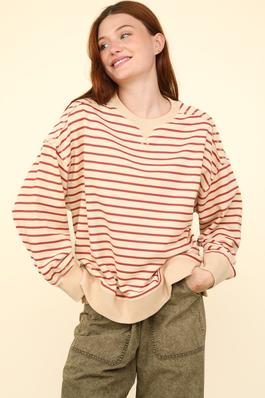 Stripe Comfy Casual Oversized Knit Top