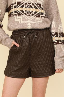 Quilted Textured Leather Shorts