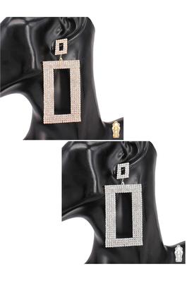 Stone Double Rectangle Clip On Earring
