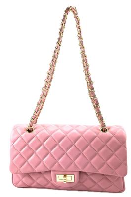 QUILTED FAUX LEATHER HAND BAG