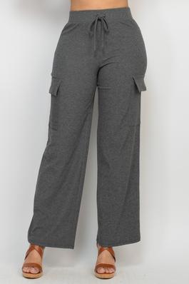 High-Rise Ribbed Cargo Pants