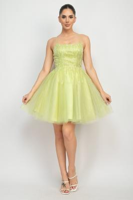 Sequin Beads Tulle Mini Glittery Dress