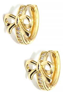BRASS BOW HUGGIES WITH CZ PAVE