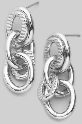 LINKED ABSTRACT OVAL CHAIN DROP EARRINGS