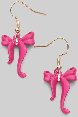 LACQUERED BOW DROP EARRINGS