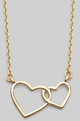 14K GOLD DIPPED HEART LINK PENDANT NECKLACE