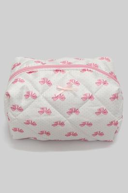 QUILTED MAKEUP BAG WITH BOW PRINT