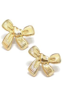 TEXTURED BOW POST EARRINGS