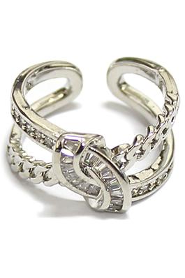 BRASS CHAIN KNOT RING WITH CZ PAVE