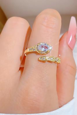 BRASS TWIST SNAKE RING WITH CZ PAVE