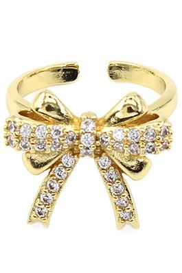 18K GOLD DIPPED PAVE BOW RING