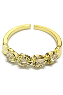 BRASS HEART LINK RING WITH CZ