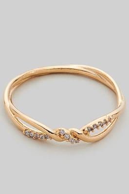 BRASS KNOTTED TWIST RING WITH CZ