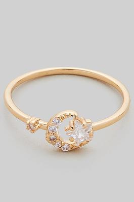 BRASS RING WITH CZ STONES