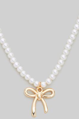 PEARL NECKLACE WITH BOW PENDANT