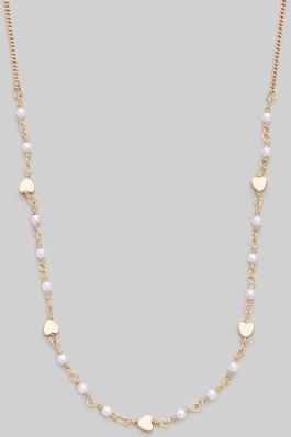 PEARL AND HEART CHARM NECKLACE