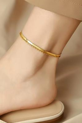 LAYERED SNAKE AND BEAD CHAIN ANKLET