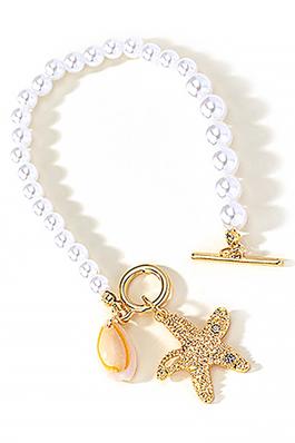 PEARL TOGGLE BRACELET WITH SEA CHARMS