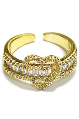 HEART BAGUETTE PAVE RING