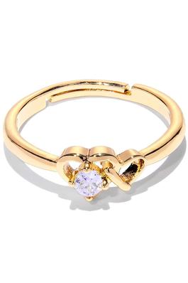 BRASS HEART RING WITH ZIRCON STONE