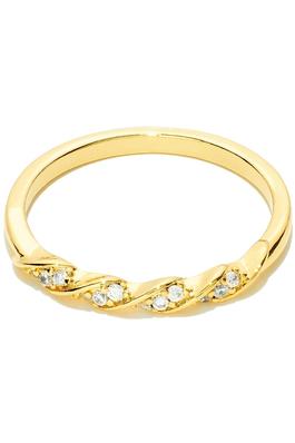 DELICATE BRASS TWIST RING WITH CZ PAVE