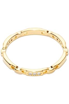 BRASS LINK RING WITH CZ PAVE