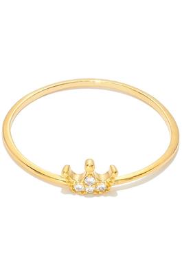 DAINTY BRASS CROWN RING WITH CZ PAVE